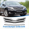Front upper bumper grille for toyota venza 2013-2015 le with chrome silver tone and sleek horizontal slats