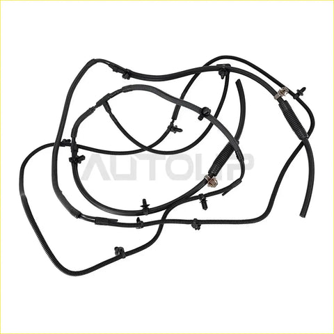 Black coiled front vacuum line hose tube for ford f-150 2011-2014 with multiple connectors and protective sleeves