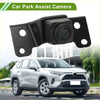 Black plastic front view camera for Toyota RAV4 2019-2023 with rectangular housing and mounting bracket