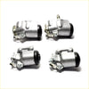 Front wheel brake cylinder set for toyota hilux 1984-1988 silver metal with black rubber end caps and threaded fittings