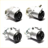 Silver and black car starter solenoid with cylindrical body and gear attachment for toyota hilux 1984-1988 brake cylinder set