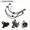 Black front wheel brake pad wear sensor for Toyota Prius 2004-2009 with wiring harnesses and connectors shown from back side