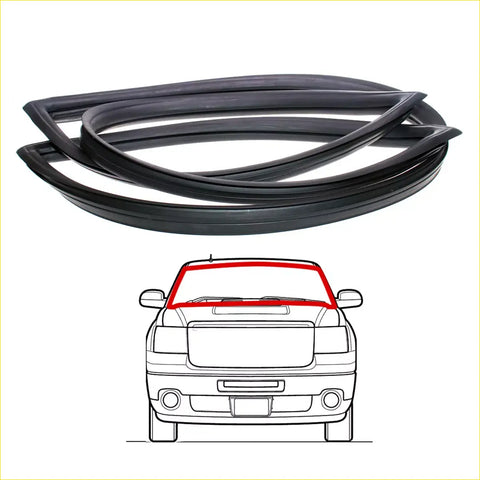 Black rubber front windshield weatherstrip for mitsubishi triton l200 1984-1986 shown from the back side