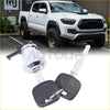 Chrome finished fuel filler lid lock cylinder with black key fob inserts and keys for toyota tacoma 1995–2004