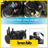 Black plastic fuel filter u212-13-480 with black hoses and white connector fits mazda bt50 ford ranger 2011-on