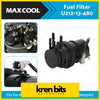 Black maxcool fuel filter u212-13-480 with cylindrical body, threaded ports, and electrical connector for mazda bt50 ford ranger