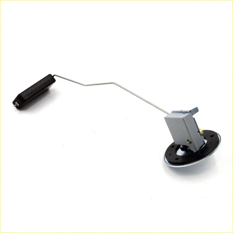 Black and silver fuel gauge sending unit with curved metal arm and float housing for toyota hilux sr5 1978-1983
