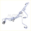 Silver metallic fuel injection line rail with black-tipped nozzles and chrome fittings for ford f150 f250 f350 1983-1994