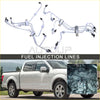 Silver metallic fuel injection lines with black fittings and clamps for ford f150 f250 f350 1983 to 1994 engines
