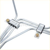 Silver metal conduit clamps with brass hex bolts securing fuel injection lines for ford f150 f250 f350 1983 to 1994