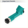 Teal plastic fuel injector with black rubber o-ring and silver metal nozzle for toyota tundra 2005-2006 base sr5