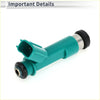 Teal plastic fuel injector with black rubber seals and metallic connector for toyota tundra base sr5 4.0 2005-2006