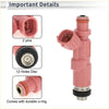 Pink plastic fuel injector with metallic base and black o-ring for 2.7 toyota 4runner base 1998-2000