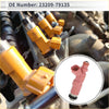 Pink plastic fuel injector with metallic fittings and black rubber seals for toyota 4runner base 1998-2000