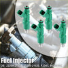 Green plastic fuel injectors with metallic silver fittings for toyota prius 1.5l and scion xa xb 2003-2009