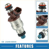 Silver and brown fuel injector with black rubber seals orange o-ring and blue tip pre-installed for toyota 4runner sr5