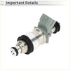 Fuel injector for toyota 4runner 3.4l 1996-1998 in silver gray with black rubber seals shown from backside