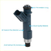 Dark blue plastic fuel injector with silver metallic base and black rubber o-ring for toyota 4runner 4.0l 2003-2008