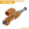 Tan plastic fuel injector with metallic silver nozzle and black cap for Toyota Avalon Limited touring 2000-2004