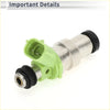 Fuel injector for toyota cressida luxury 3.0 1989-1992 green and silver with black rubber seals visible