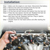 Silver metallic fuel rail with four black injectors and brass fittings held by mechanic for toyota gx71 1ge engine fuel injector
