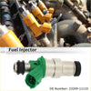Fuel injector for toyota paseo base 1.5 1996-1998 with silver and green metal body and black rubber seals
