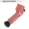 Pink plastic fuel injector with black rubber and metal parts for toyota rav4 aca2 cla2 zca2 2000-2005 front view