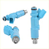 Light blue plastic fuel injector nozzles with silver fittings and black seals for toyota platz 1999-2005