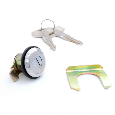 Silver fuel lid gas lock cylinder with keys and brass bracket for datsun nissan pathfinder sd23 d23 720 ute