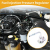 Silver metallic fuel pressure regulator with curved pipe and threaded fittings for toyota rav4 2001-2005 20-70 psi metal
