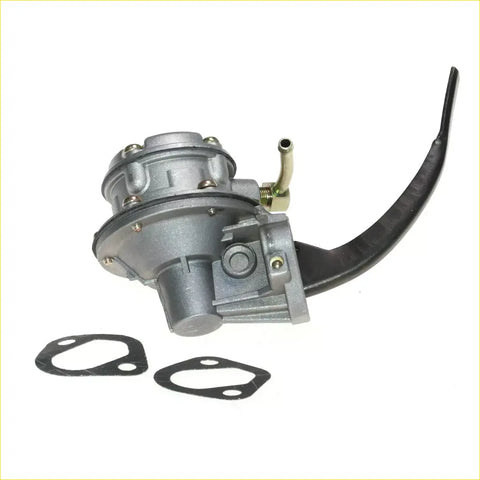 Silver metallic fuel pump assembly with black rubber hose and brass fittings for nissan datsun 720 king cab 1980-1986