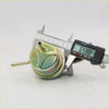 Brass-colored cylindrical fuel pressure regulator with rounded top and two metal tubes for Daihatsu Charmant 1979 fuel pump