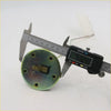 Fuel sender gauge back side with greenish patina and four mounting holes measured by digital caliper for toyota hilux