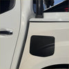 Black textured matte fuel tank cap cover for white nissan navara np 300 truck 2015-2020 shown from back side
