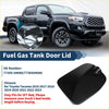 Black glossy plastic fuel tank door lid for toyota tacoma 2016-2023 shown from the back side