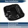 Black plastic fuel tank door for toyota tacoma 2016-2023 with seamless molded design and multiple mounting points back side view