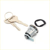 Silver fuel tank filler lock cylinder with matching keys and black rubber seal for toyota hilux 1978-1983