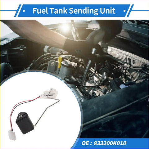 Black plastic fuel tank sending unit with metal float arm and two wire connectors for toyota hilux 2004-2015