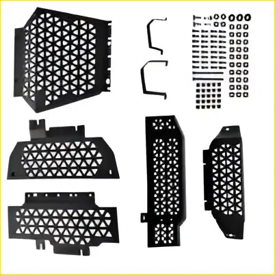 Black perforated metal side panel inserts for full protection heavy-duty bash plate kit for next gen ford ranger 2022+