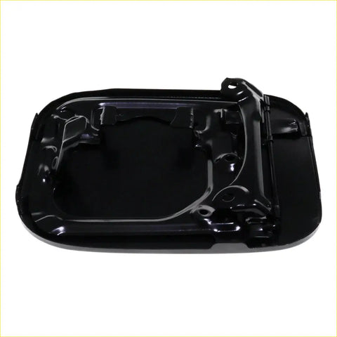 Black plastic gas door fuel lid cover lock hinge with mounting hardware for toyota hilux 2011-2015 backside view