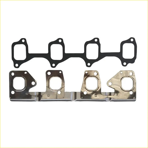 Set of four black rubber gaskets and one metallic manifold with bolt holes for toyota dyna 200 diesel engine installation