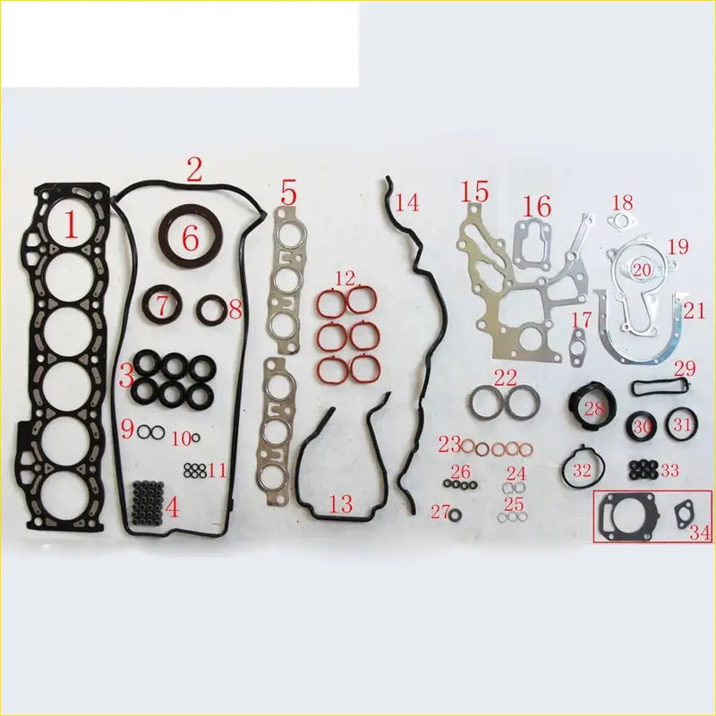 Black rubber gasket set with metal components and seals for toyota altezza lexus is 1gfe 2.0 24v engine maintenance