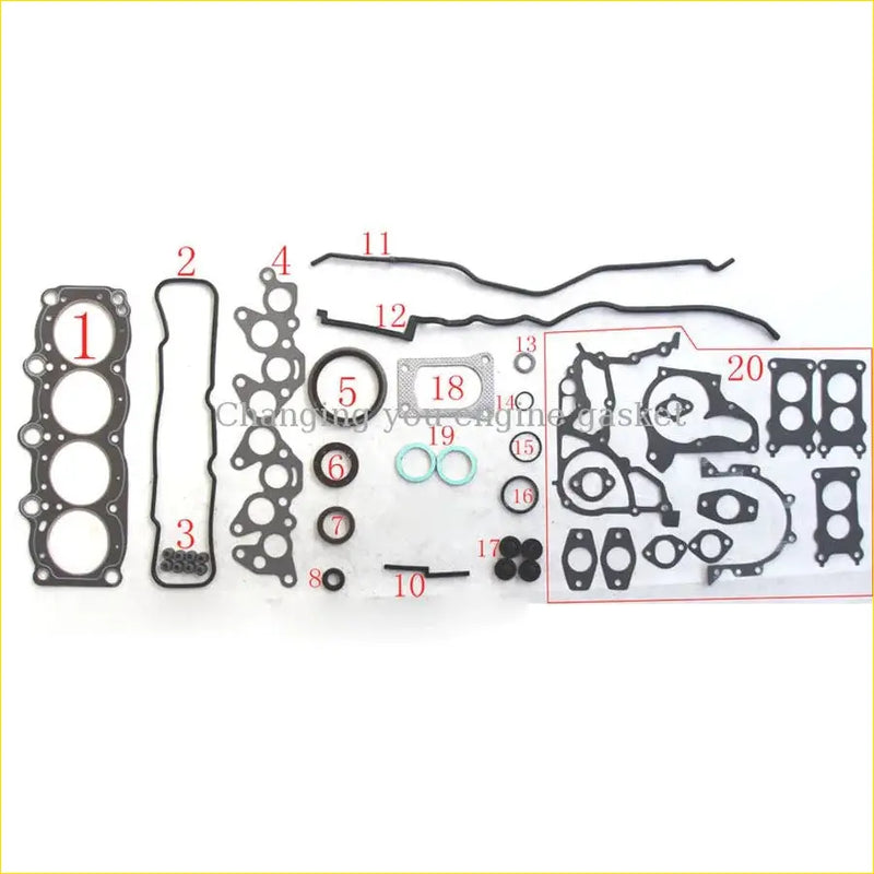 Black rubber engine gasket kit with various seals and rings for toyota corona carina 8v 1.8 by gasket pro