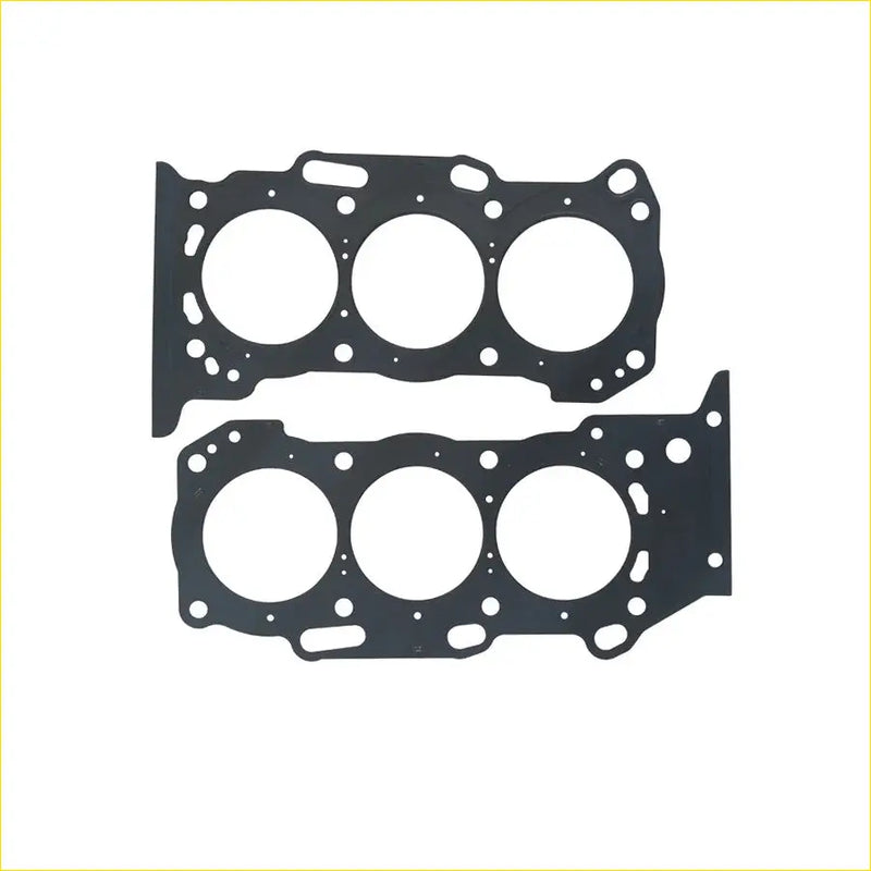 Black rubber head gaskets with three circular openings and bolt holes for toyota lexus 2grfe v6 engine