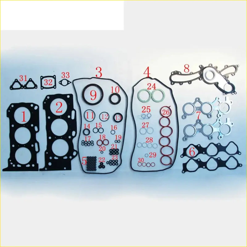 Black rubber gasket set with numbered parts for engine assembly metal full set for lexus gs is c 3grfe 5grfe