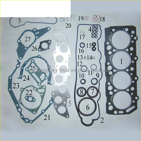 Black and silver engine gasket kit with numbered parts for gasket pro 4d55t ford ranger 2 4wd d bronco ii td full set