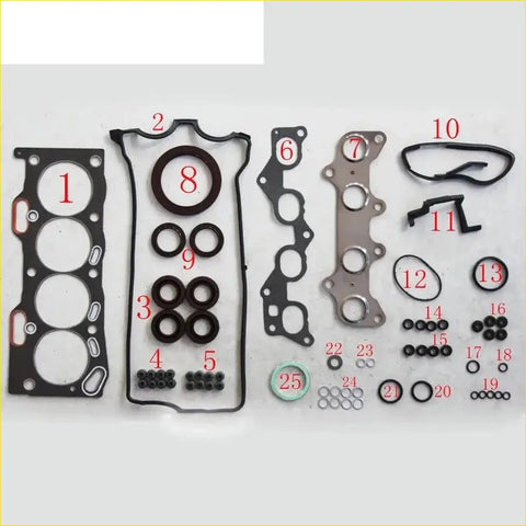 Black rubber gasket set with metal parts and seals for toyota starlet corolla 4efe full 1.3 16v engine rebuild kit