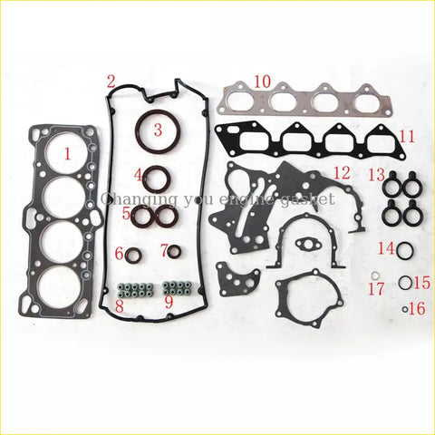 Black rubber engine gasket set with metallic parts for mitsubishi colt mirage lancer 16v 1.6 md997473