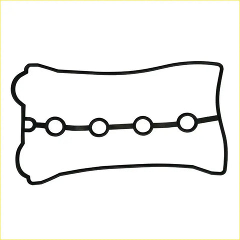 Black outline of a rectangular gasket pro rocker cover gasket with five circular holes for daewoo nexia aranos espero
