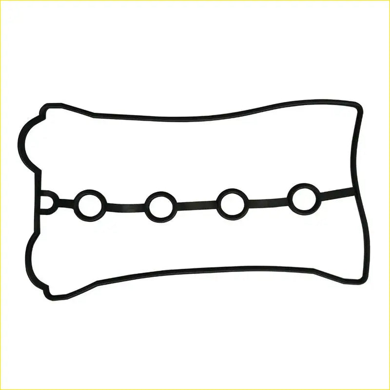 Black outline of a rectangular gasket pro rocker cover gasket with five circular holes for daewoo nexia aranos espero